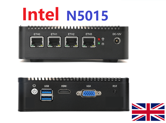 Picture of Fanless Mini PC 4 LAN Port, Intel N5105 8G RAM/ 128G SSD, TPM2.0, VPN, Firewall