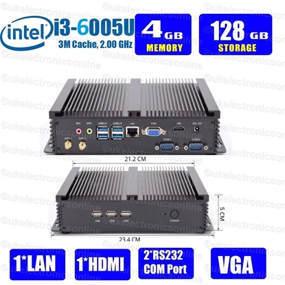 Picture of Dual Com Port Industrial Fanless Mini PC Intel Core I3 6015U Mini PC Windows